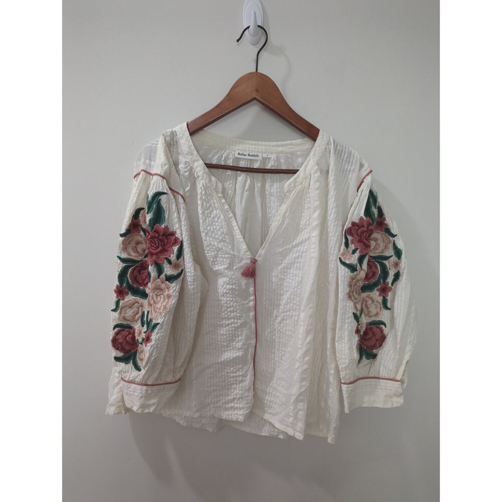 Roller Rabbit Embroidered Floral Boho Top - Picture 3 of 8